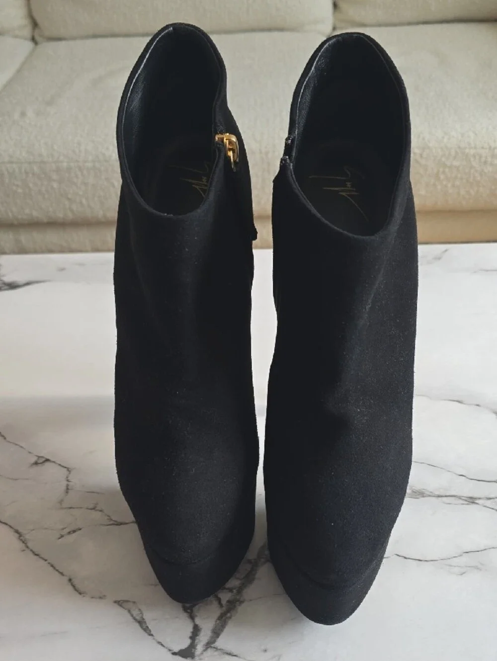 Giuseppe Zanotti Black Suede Platform Stiletto Ankle Boot